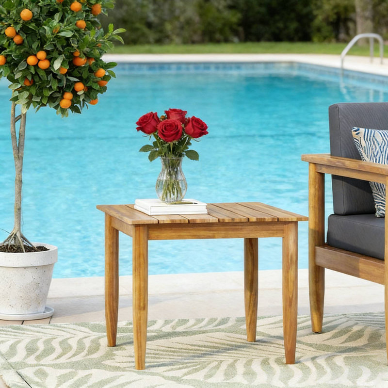 Table d'appoint en bois - Finition naturelle pour une utilisation intérieure / extérieure