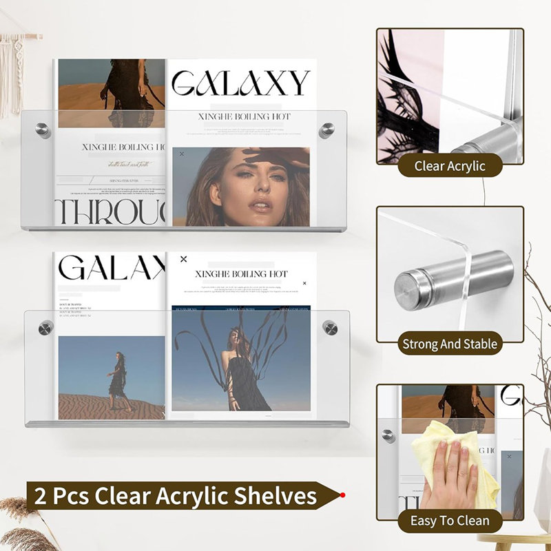 Ensemble de 2 porte-revues en acrylique transparent, ...