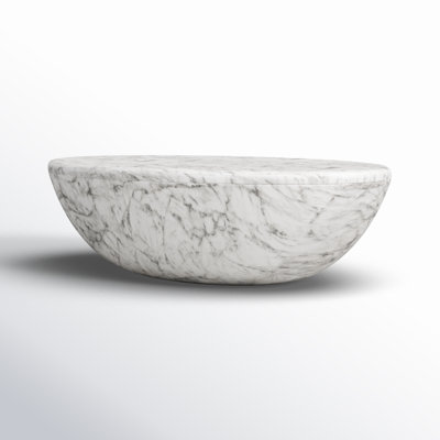 Ileana Oval Cement Coffee Table with Marble Finish by Poly & Bark