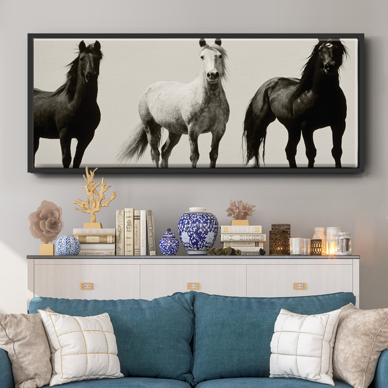 Wild Stallions- Framed Canvas, 20" H x 50" W