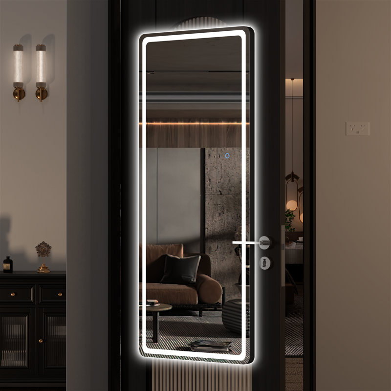 Gizzelle Modern & Contemporary Lighted Full-Length Mirror with 3-Year Warranty, 44" x 16", White