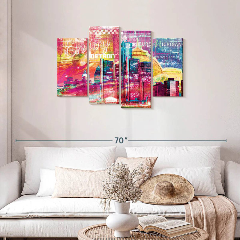 Nicci Detroit Cityscape Grunge, H 27 po x l 43 po