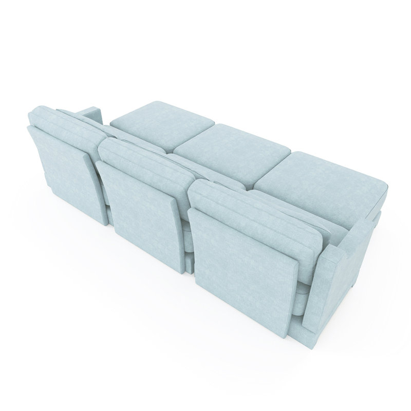 Canapé à trois places, 3 repose-pieds mobiles, équipé d'un coussin lombaire, tissu en chenille, base en bois de haute qualité, conception ergonomique, éponge à haute résilience, facile à installer