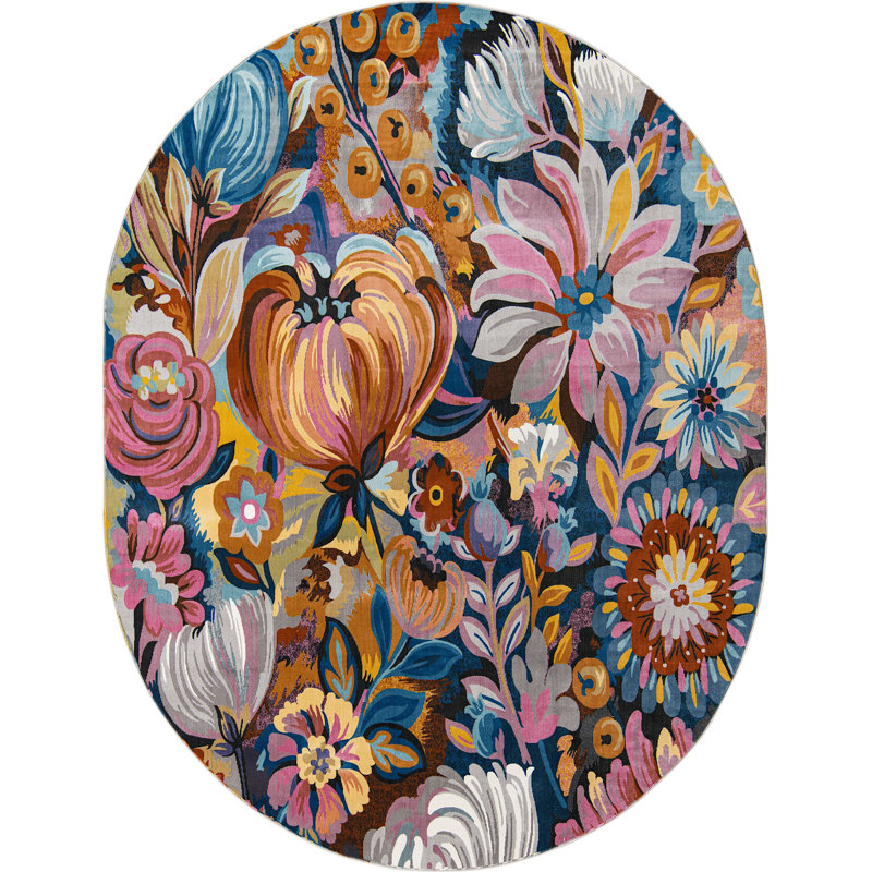 Floral Indoor Rug, Oval 7'10" x 10'