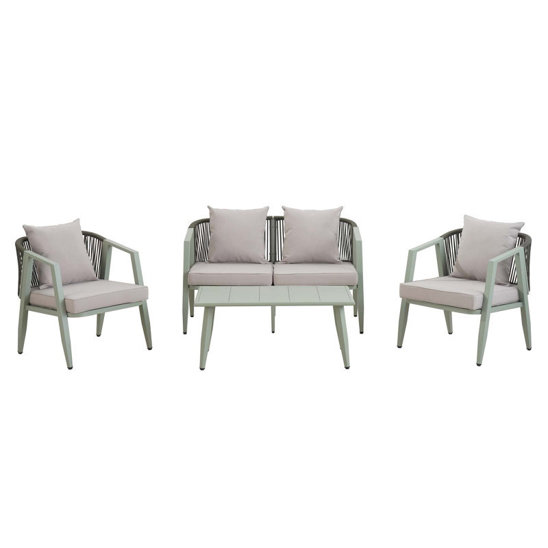 Ensemble de sièges d'extérieur durables et confortables, Coussin vert / cadre vert