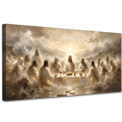 Jesus Canvas Wall Art The Last Supper Oil Painting Style, Christian Wall Art for Living Room, Dining Room, Church, Prayer Room, Biblical Religious Wall Decor for Home Decor, 28x58 Inch