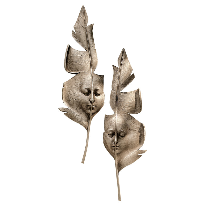 Ensemble de décoration murale sculptures masques Aurora et Hespera Greenmen 2 pièces