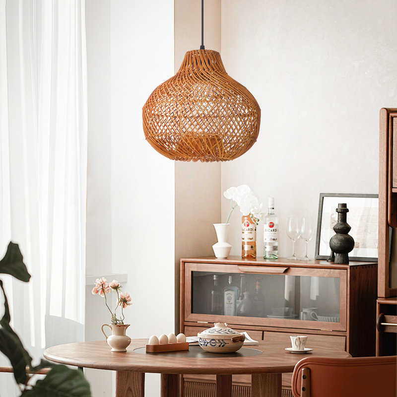 Luminaire suspendu beige à 1 dôme Batcheller, H 89 po x l 13,77 po x P 13,77 po