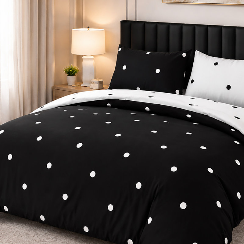 Microfiber Polka Dots Duvet Cover Set, DOUBLE
