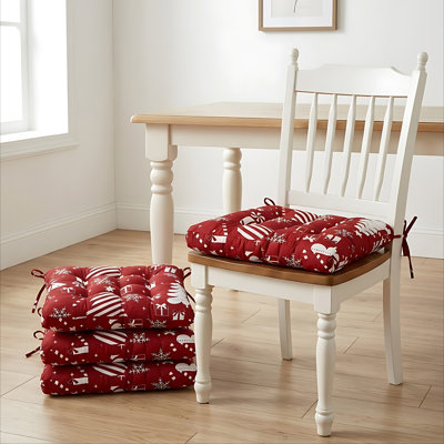 Ensemble de 4 coussins de chaise rouges « Peppermint Party » de Greenland Home Fashions (45,7 x 45,7 x 5,1 cm)