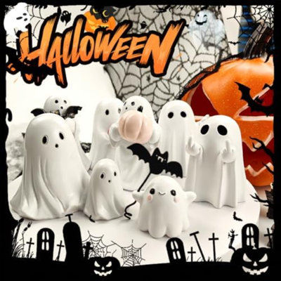 Halloween Ghost Figurine - Spooky Resin Ghost Statue, Hugging The Ghost Of A Bat Ghost Halloween Decor Home Decoration Humorous Desktop Art Piece