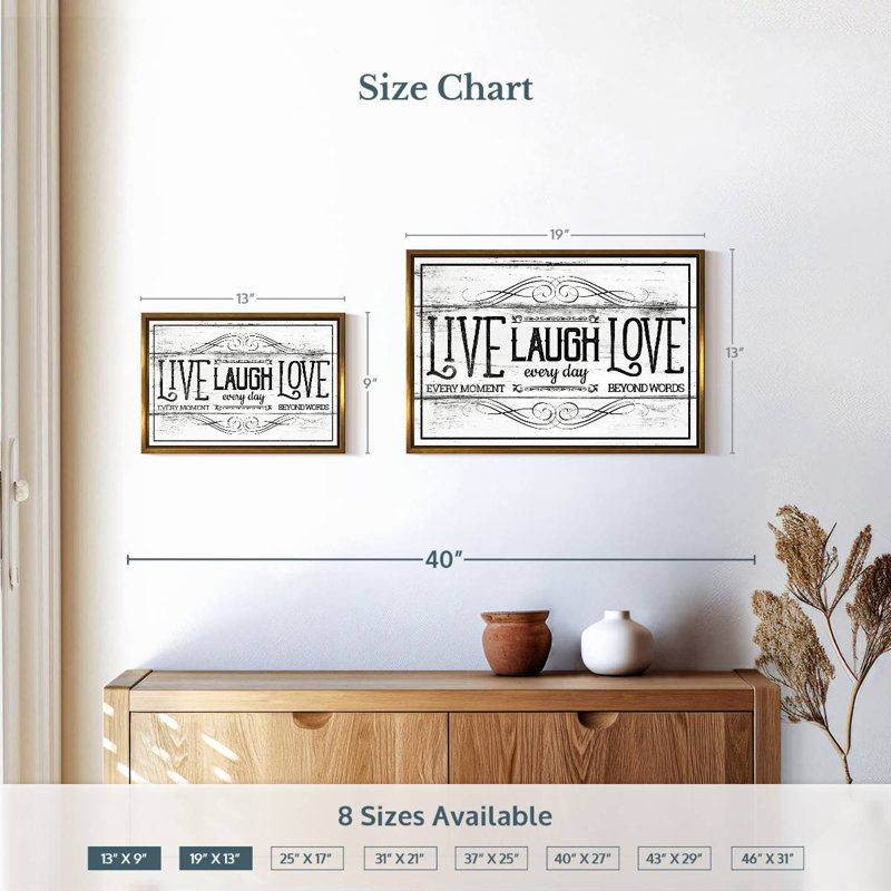 Live Laugh Love Everyday, Cadre flottant doré, 37 po x 25 po