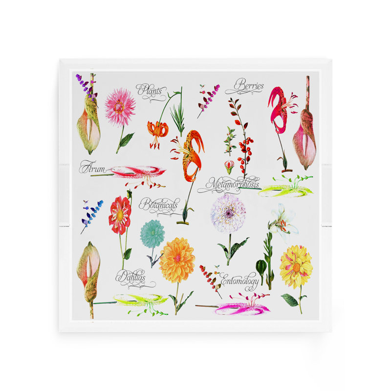 Botanical White Acrylic Square Decorative Tray, 12"W x 12"D x 2"H