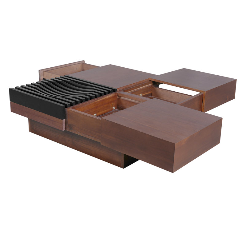 TABLE DE CAFÉ INSPIRÉE DE RANGEMENT EN BOIS ACACIA