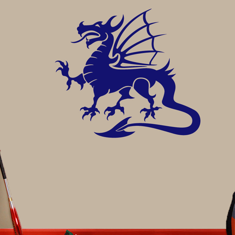 Décalcomanie murale dragon mascotte, Bleu marine