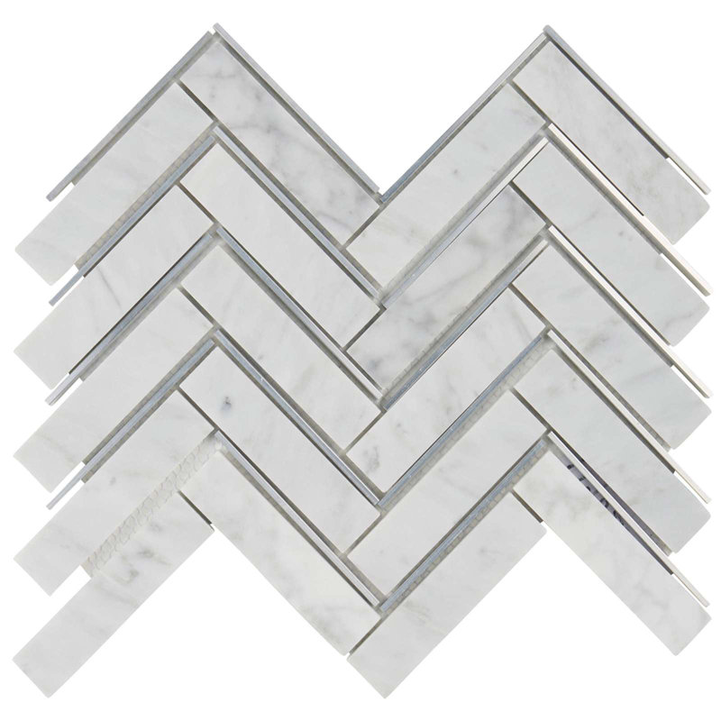 1" x 12" Natural Stone Mosaic Sheet Tile, White