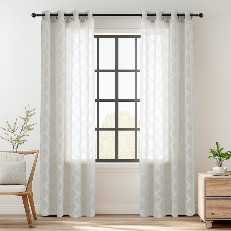Mkenzi Polyester Semi-Sheer Curtain Pair, 52" W x 84" L
