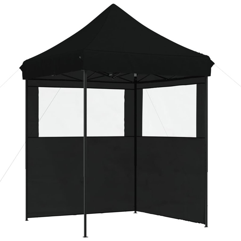 Vidaxl Foldable Party Tent Pop-Up With 2 Sidewalls, 306cm H x 200cm W x 200cm D, Black, Black