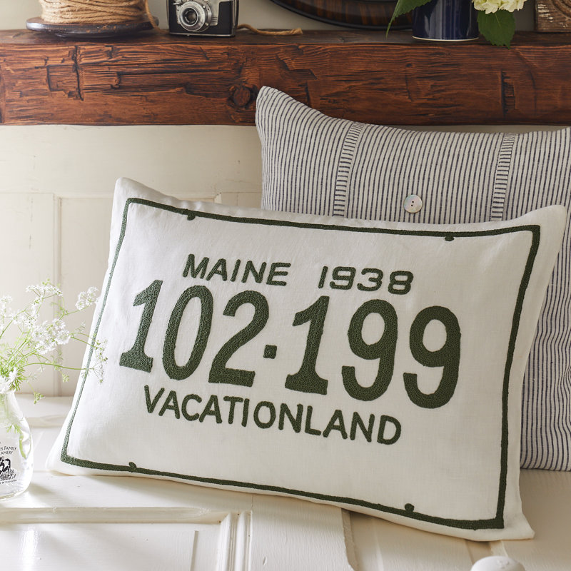 Maine License Plate Lumbar Pillow