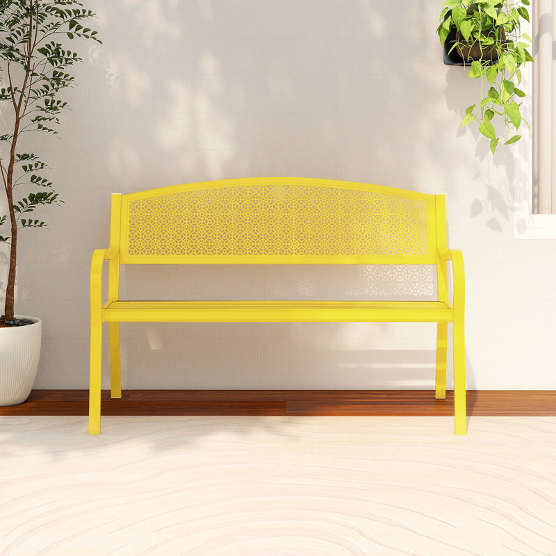 Banc d'extérieur en acier Srisha, Jaune
