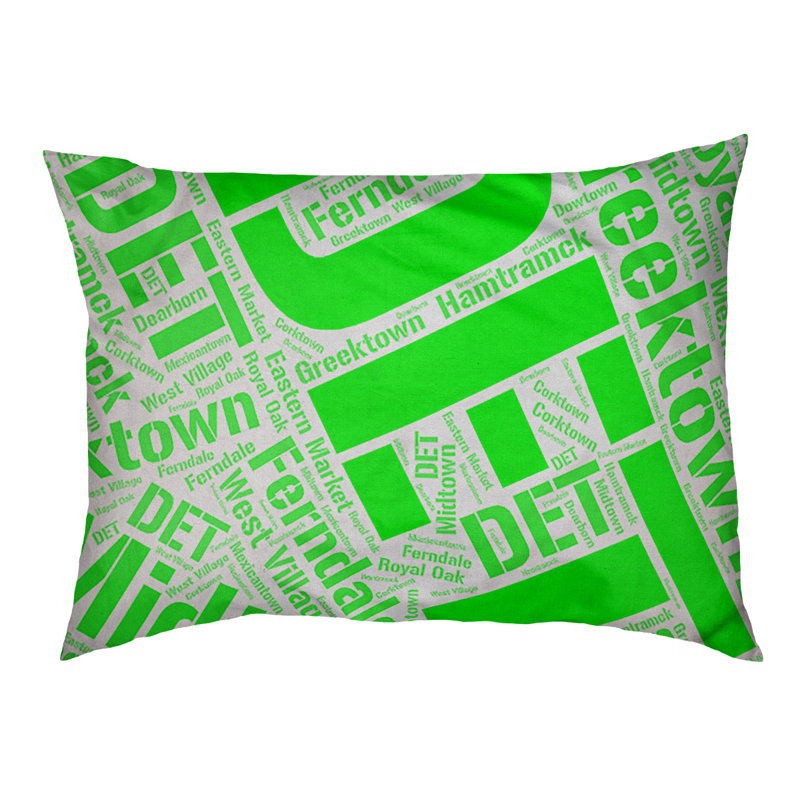 Coussin de chien « districts », Grand (l 40 po x P 30 po x H 14 po), Vert, Détroit