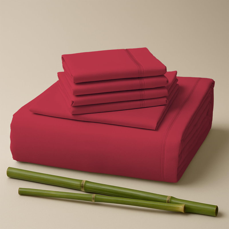 Premium Rayon From Bamboo Blend Sheet Set With Deep Pockets, Cooling and Breathable, Twin Sheet Set with 2 Pillowcases, Rose