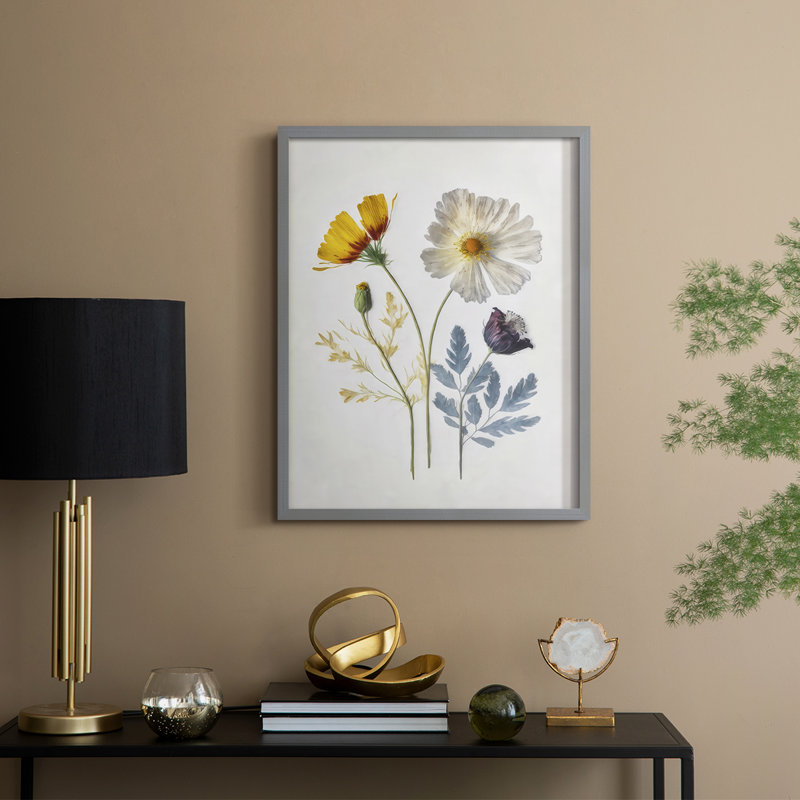 Pressed Flower Memories II, reproduction encadrée - bois massif, Gris, H 11 po x l 9 po