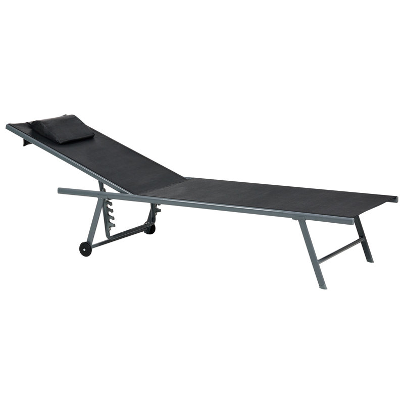 149cm Long Double Chaise, Grey, Black