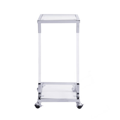 Sofa Table, Glass Top C Shape Square Table with Base