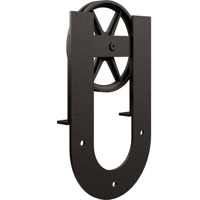 Ensemble de quincaillerie de porte de grange simple standard Premium Wagon Wheel Horseshoe Roller Hanger, Arche bronze