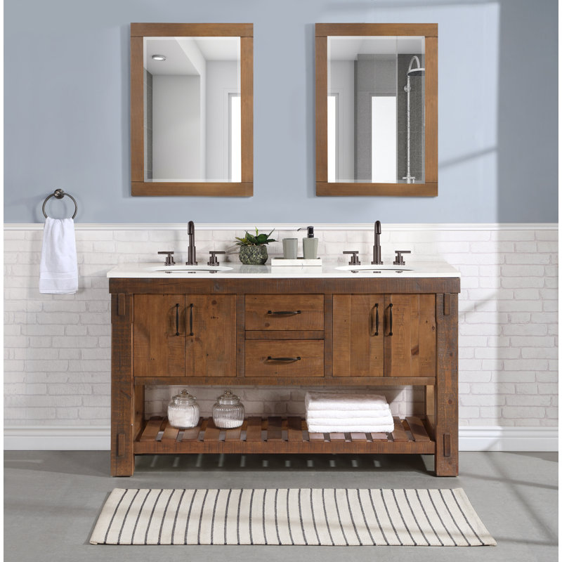 Bromley 60'' Double Bathroom Vanity with Quartz Top