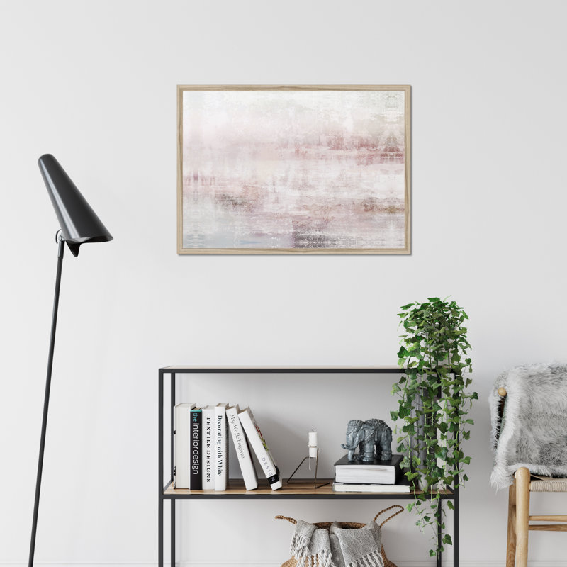Merlot Blush Abstract - Painting Print, 55cm H x 80cm W x 2.3cm D, Natural Wood Framed Paper Print