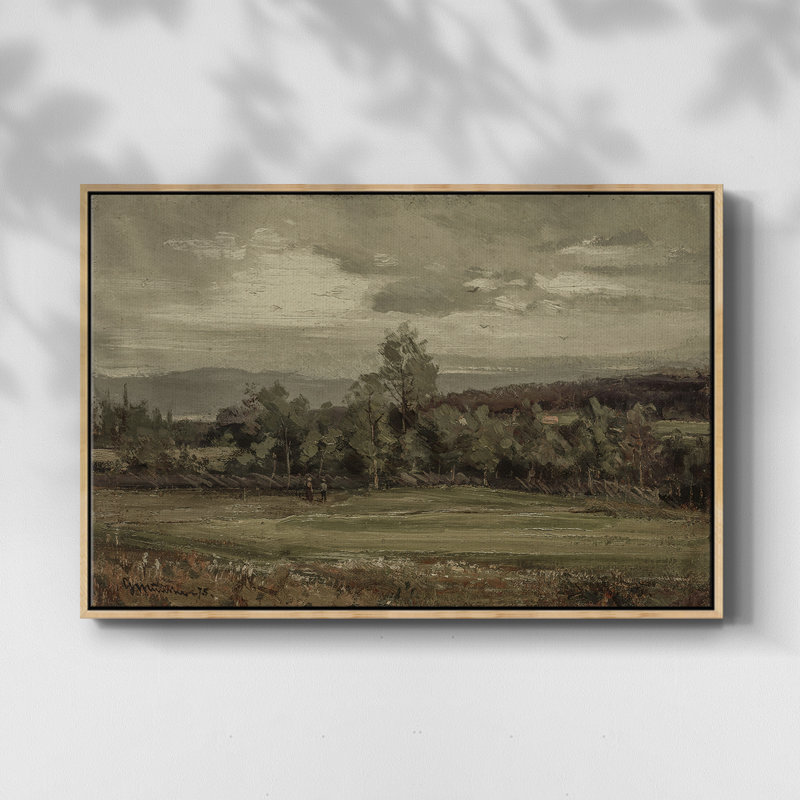 Paysage rétro - DCXCVI, Toile naturelle avec cadre flottant, H 17 po x l 25 po x P 2 po