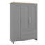 3 Doors Armoire Wardrobe Closet With 2 Drawers, 2 Hanging Rods And Shelves