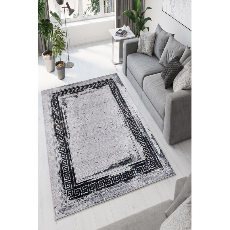 Tapis écologique (5,9 x 9,2 pi), 100% polyester, 650 g / m² | Antibactérien, antidérapant à pois en PVC, hauteur des poils de 0,2 po | Lavable à la machine, impression numérique pour une décoration moderne, durable et facile d'entretien