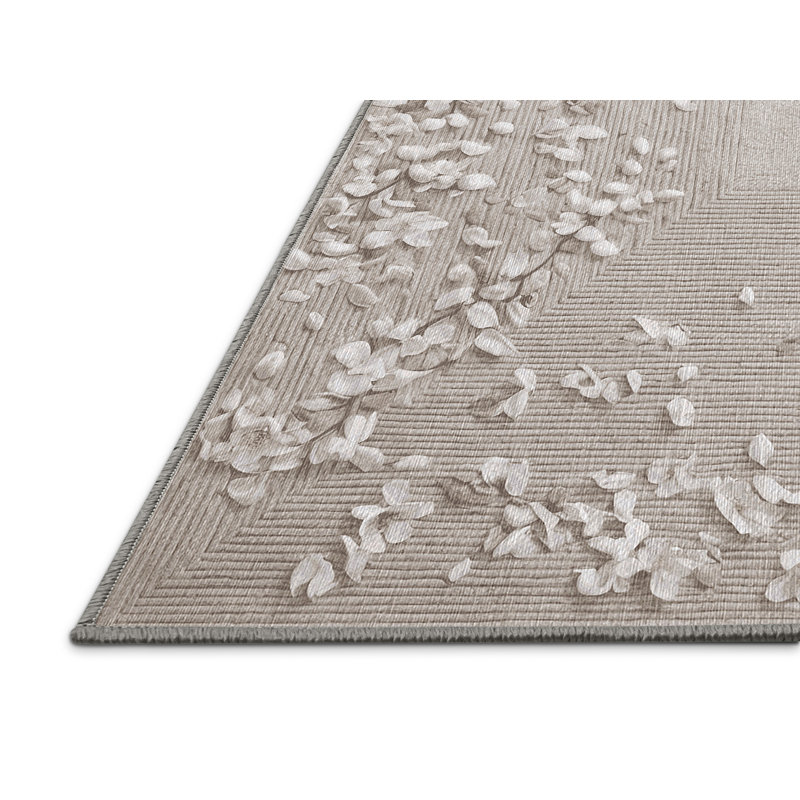 Machine Washable Gray Area Rug, Square 6'
