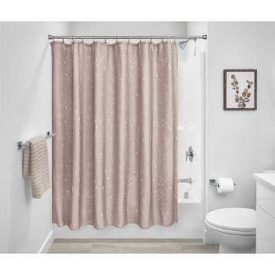 iDesign Constellation Polyester Shower Curtain - 12 Reinforced Buttonholes - 72" x 72", Taupe/White