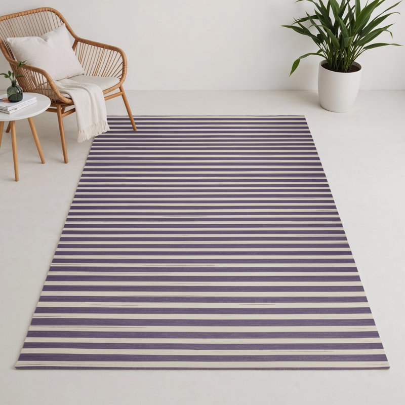 Tapis intérieur / extérieur mauve HorizontalStripes, Rectangulaire 3 pi x 5 pi