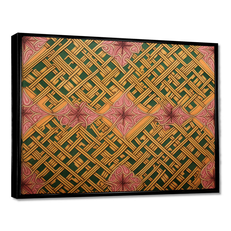 Celtic Pattern - Geometric Wall Art Print, 12" H x 20" W x 1" D, Black Floater Framed Canvas