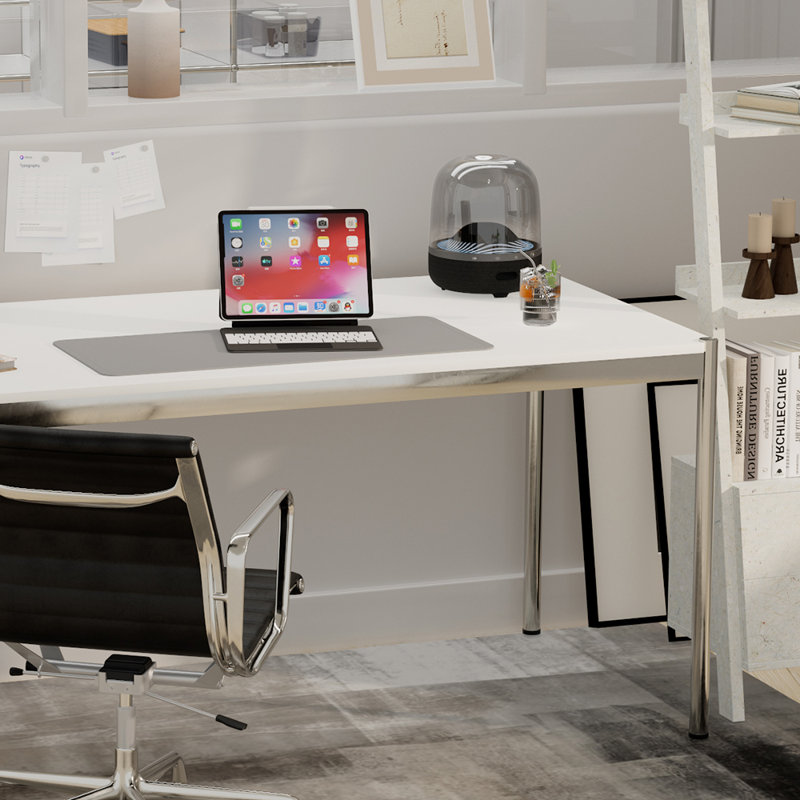 Bureau d'écriture moderne Modern Minimalist, H 28,93 po x l 62,99 po x P 31,49 po, Blanc