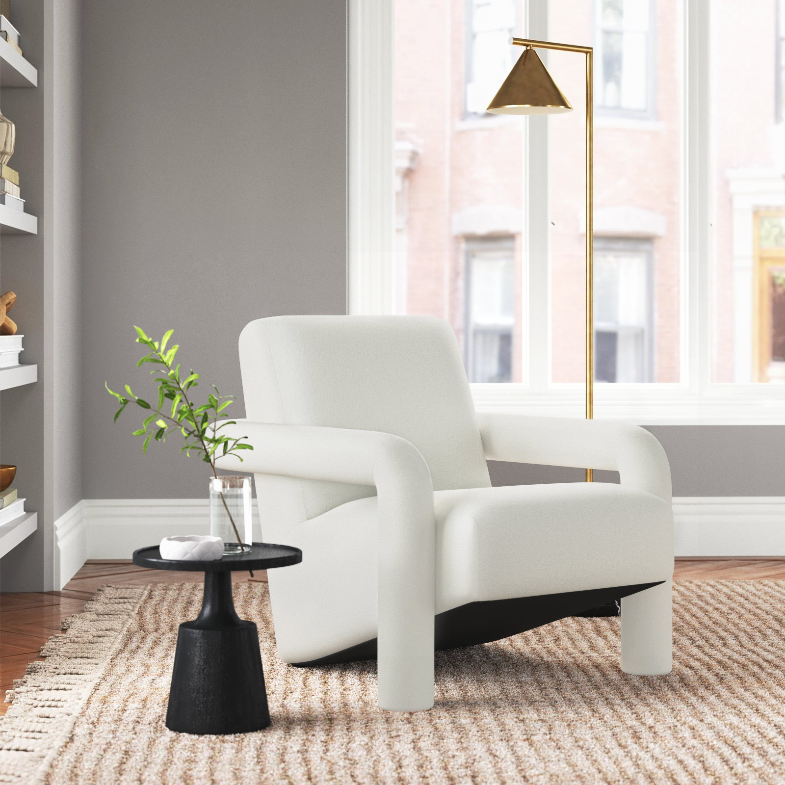 Batula Upholstered Armchair, Ivory Boucle