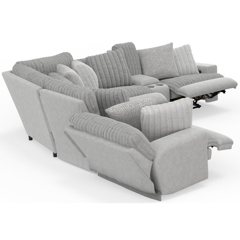 Ziera 6 - Piece Upholstered Reclining Sectional With 3 Reclining Seats And Storage Console, Manual