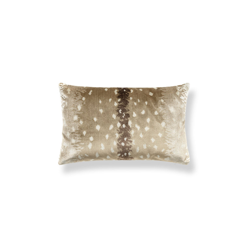 ANTELOPE / VELVET PILLOW, Sahara/Beige Animal Print, 14" H x 22" W, Rectangular