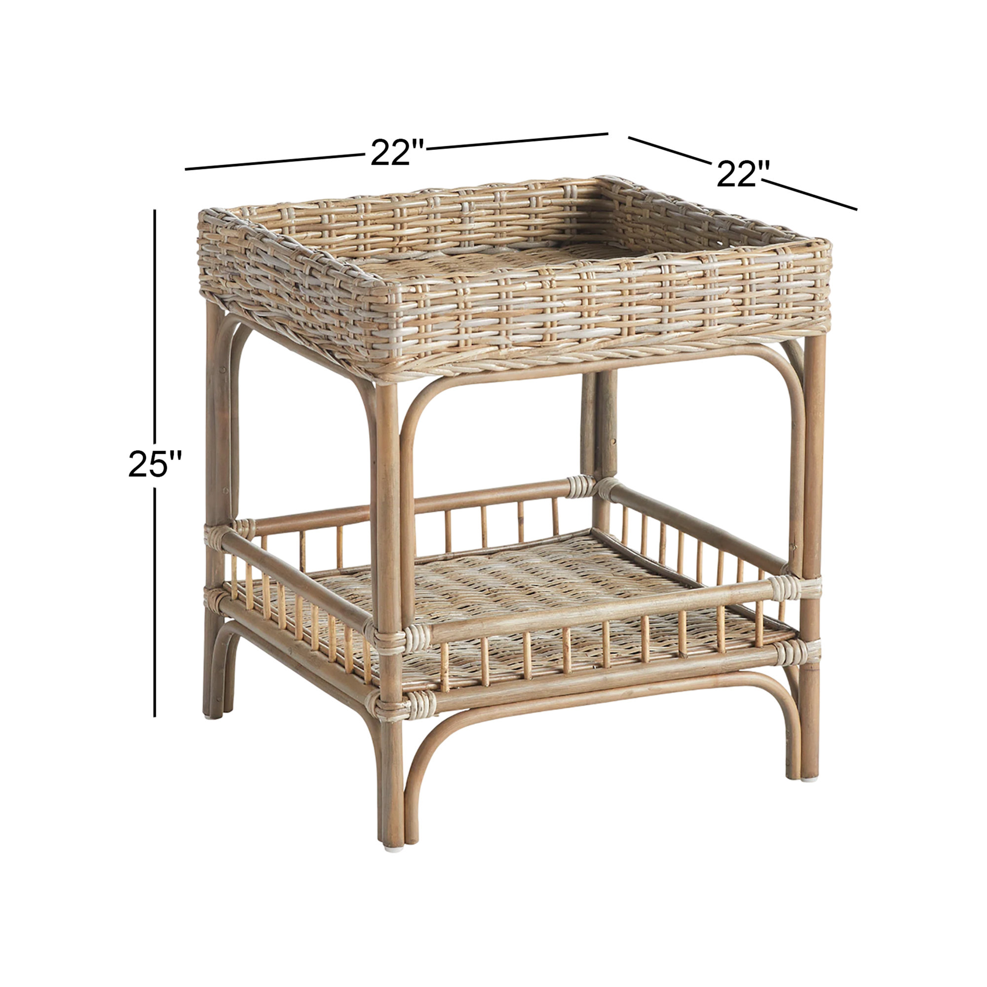 Raye Kubu Rattan Woven Tray-Top Side Table 25 in.