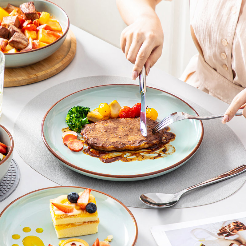 Vancasso  32 Piece Stoneware  Dinnerware Set, Jade Stone Green