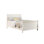 Grand lit avec tête de lit blanche et contreplaqué au design moderne
