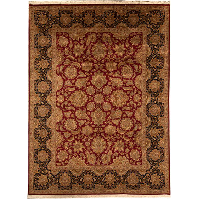 Tapis rouge et noir noué à la main de haute qualité