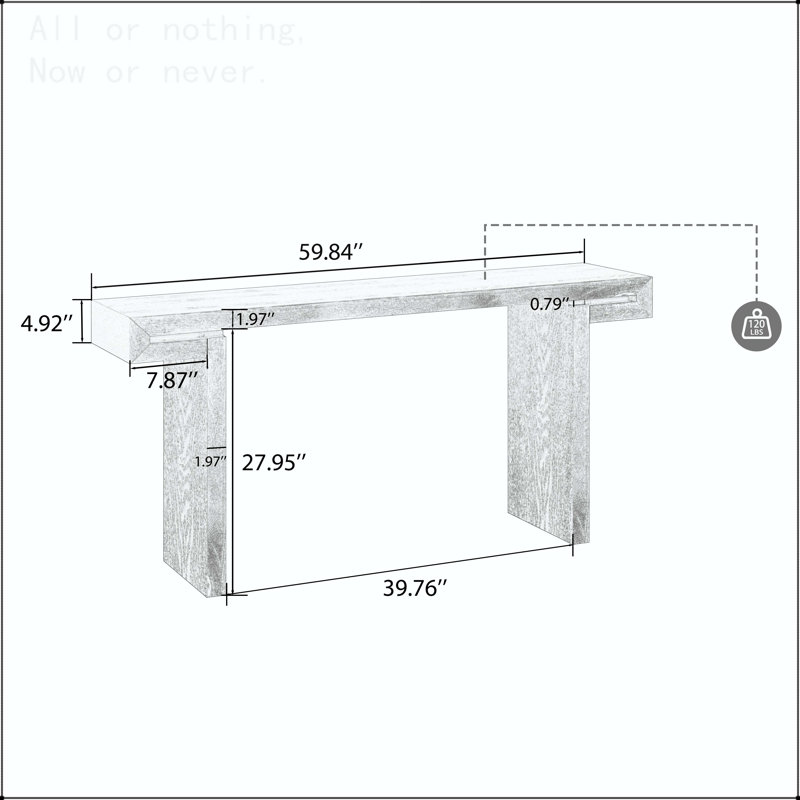 Console rustique avec finition en bois vieilli, Bois naturel