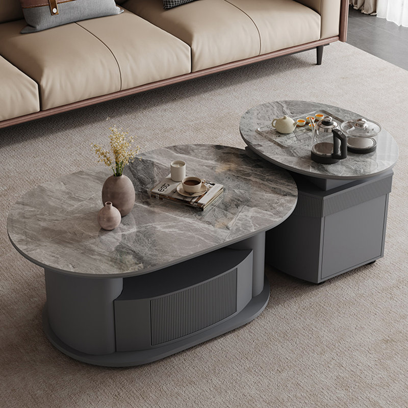 Table basse supérieure Superior Rock, H 23,03 po x L 66,14 po x l 31,5 po, Gris, Gris foncé