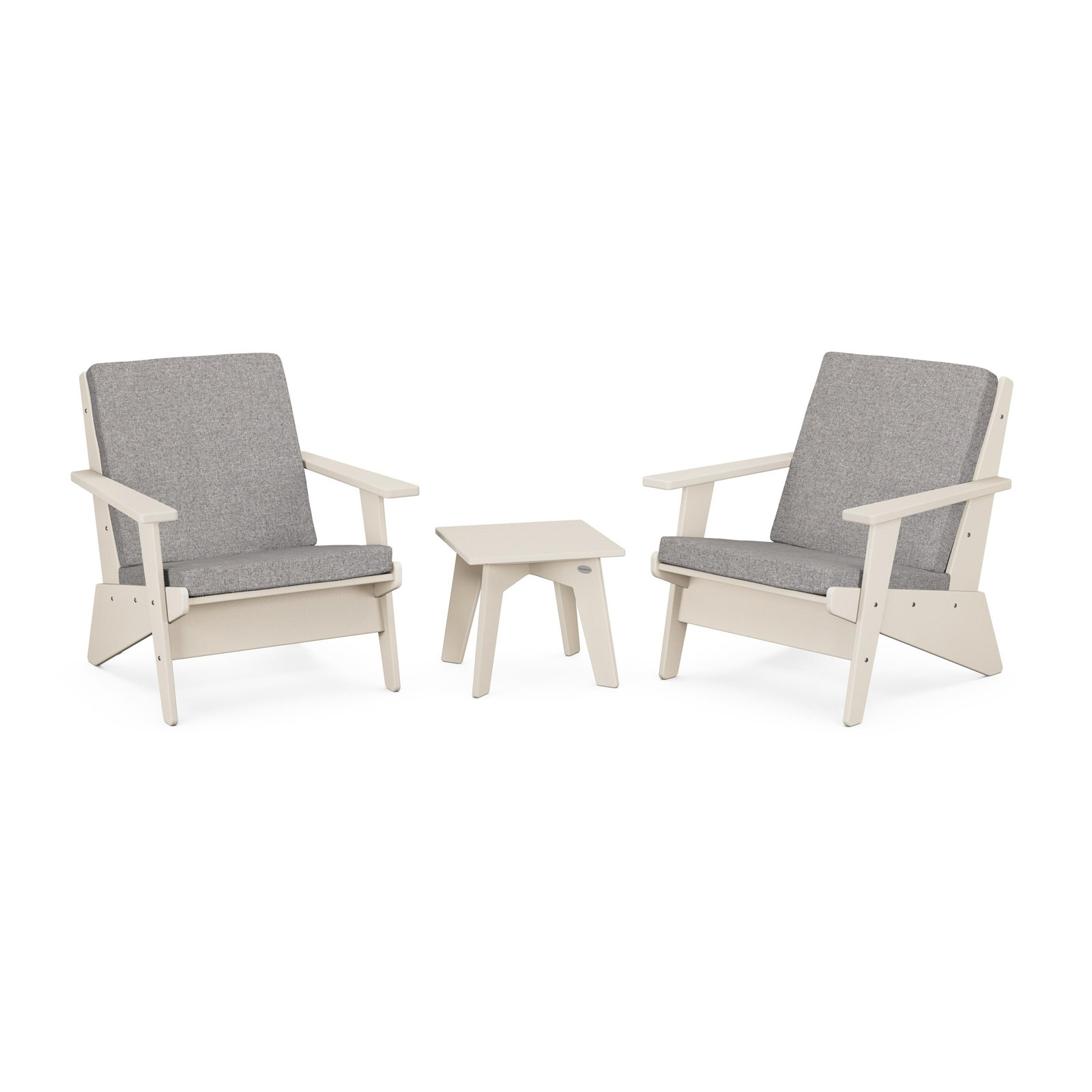 POLYWOOD® Riviera 2-Person Patio Seating Group, Grey Mist, Sand